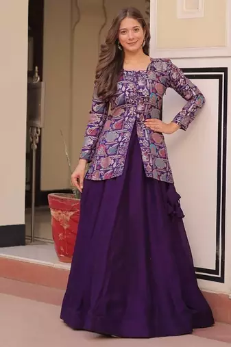 purple art silk readymade lehenga choli set