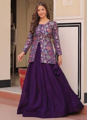 purple art silk readymade lehenga choli set 3
