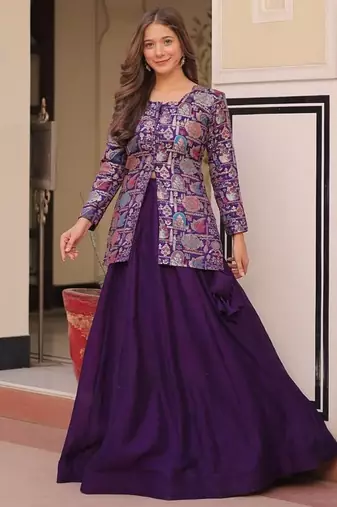 purple art silk readymade lehenga choli set
