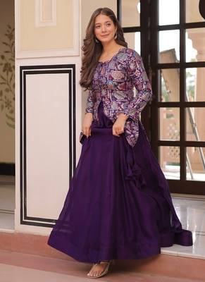 purple art silk readymade lehenga choli set 4