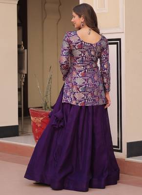 purple art silk readymade lehenga choli set 5
