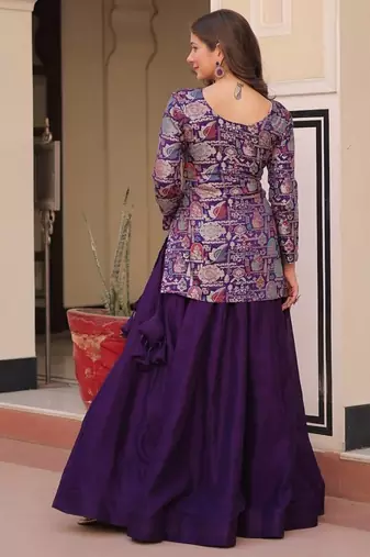purple art silk readymade lehenga choli set