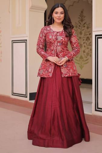 Maroon lehenga choli up to 42   