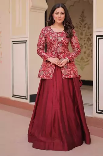 Maroon lehenga choli up to 42   