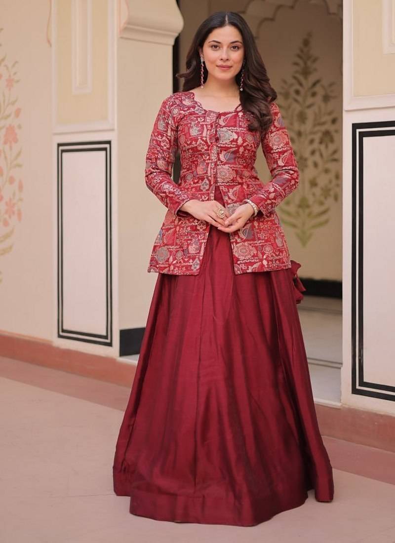 Maroon lehenga choli up to 42   