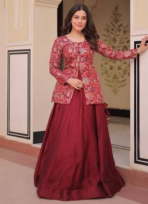 maroon art silk readymade lehenga choli set 2