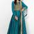 Turquoise blue dupion silk zari work & lace border anarkali salwar kameez
