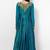 Turquoise blue dupion silk zari work & lace border anarkali salwar kameez