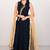Navy blue georgette zari work & lace border anarkali salwar kameez