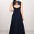 Navy blue georgette zari work & lace border anarkali salwar kameez