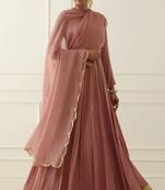 Mouve georgette gota and sequins work anarkali salwar kameez