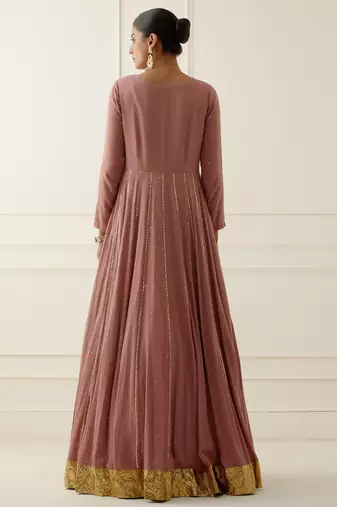 Mouve georgette gota and sequins work anarkali salwar kameez