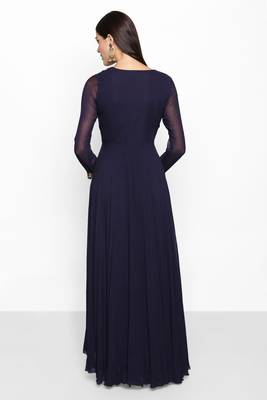 Navy blue georgette seqins dabka hand embroidery anarkali salwar kameez 2