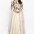 Cream silk thread embroidery anarkali salwar kameez