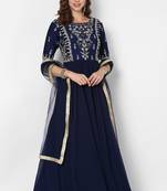 Navy blue georgette zari embroidery anarkali salwar kameez
