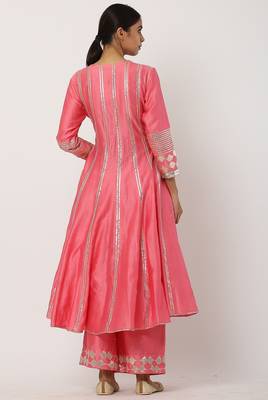Silk pink gota work anarkali salwar kameez 2