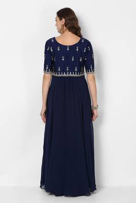 Navy blue georgette zari embroidery anarkali salwar kameez 2