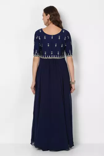 Navy blue georgette zari embroidery anarkali salwar kameez