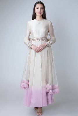 Ombre chanderi silk nalki and sequins work anarkali salwar kameez 1