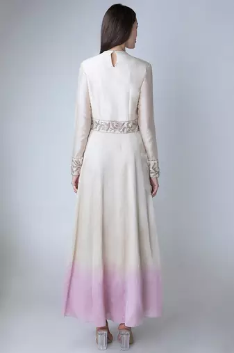 Ombre chanderi silk nalki and sequins work anarkali salwar kameez