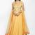 Mustard yellow silk thread embroidery anarkali salwar kameez
