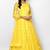 Yellow net thread embroidery anarkali salwar kameez