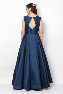 Navy blue silk zari embroidery anarkali salwar kameez 2