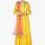 Yellow georgette beads work anarkali salwar kameez