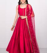 Red cotton silk seqins embroidery anarkali salwar kameez