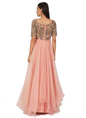 Pink organza zardosi embridery anarkali salwar kameez 2