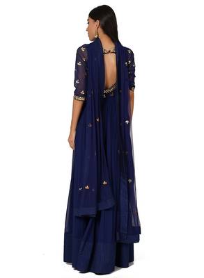 Navy blue georgette gota patti work anarkali salwar kameez 2