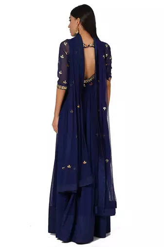 Navy blue georgette gota patti work anarkali salwar kameez
