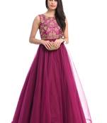 Purple net lace work anarkali salwar kameez
