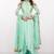 Sea green georgette zari work & lace border anarkali salwar kameez