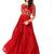 Red cotton silk zari, beads work anarkali salwar kameez