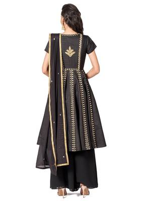 Black silk gota patti work anarkali salwar kameez 2