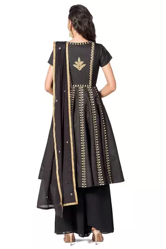 Black silk gota patti work anarkali salwar kameez