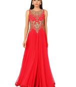 Red net swaroski work anarkali salwar kameez