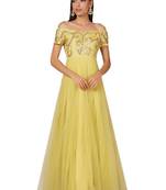 Lemon yellow net gota patti work anarkali salwar kameez