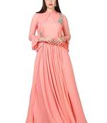 Pink georgette zardosi embridery anarkali salwar kameez