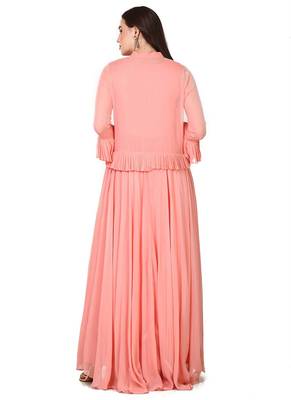 Pink georgette zardosi embridery anarkali salwar kameez 2