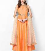 Orange silk sequins & zari embroidery anarkali salwar kameez