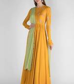 Mustard yellow georgette hand embroidery anarkali salwar kameez