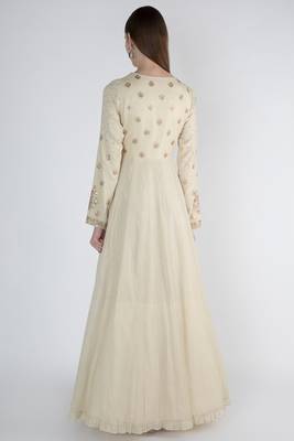 Off white shimmer georgette hand embroidery anarkali salwar kameez 2