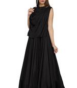 Black crape silk hand embroidery anarkali salwar kameez