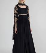 Black georgette hand embroidery anarkali salwar kameez