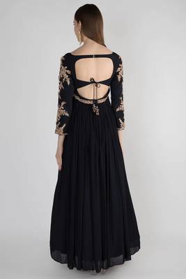 Black georgette hand embroidery anarkali salwar kameez 2