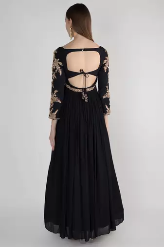 Black georgette hand embroidery anarkali salwar kameez
