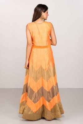 Orange silk zari work & lace border anarkali salwar kameez 2