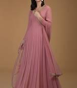 Onion pink georgette hand embroidery anarkali salwar kameez